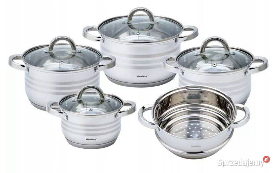Zestaw garnków stalowych z nakładką na parę Łódź