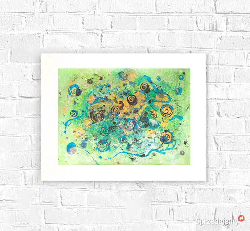 zielony rysunek A3 abstrakcyjny obraz złota Dekoracje i ozdoby pomorskie Gdańsk
