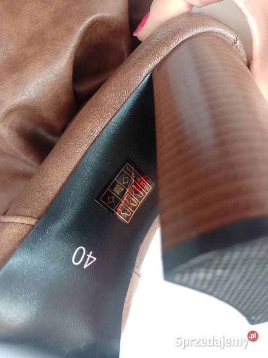 3949 Brązowe Kozaki kolano muszkieterki Moda i Styl