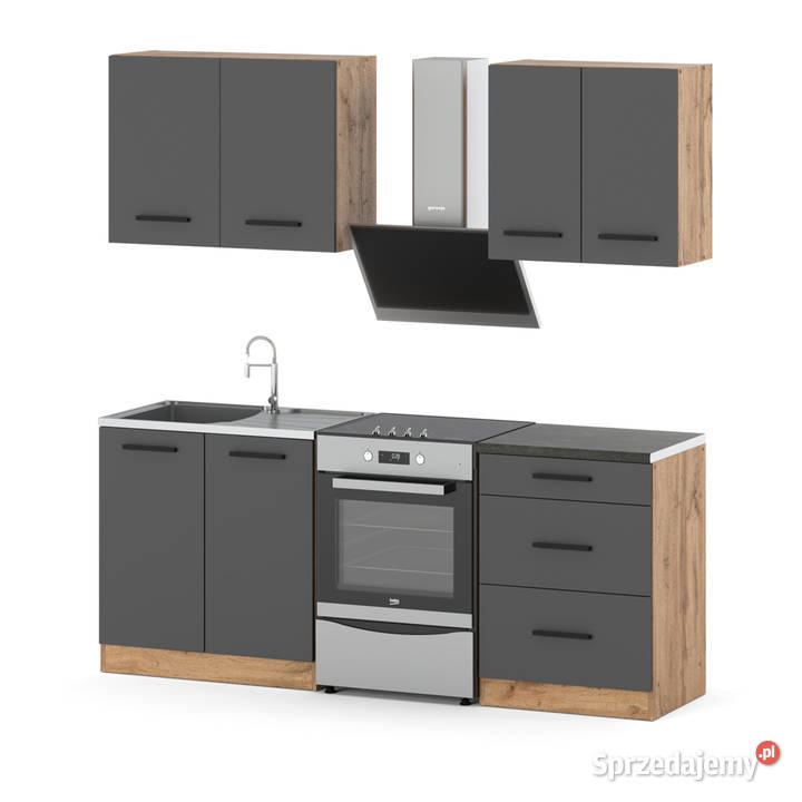 Meble Kuchenne Szare Nowoczesne Modułowe Zestaw Elbląg