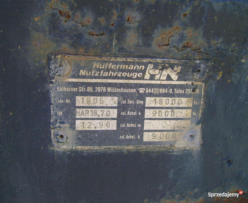 przyczepa Hakowiec Huffermann 18000 DMC Mrągowo