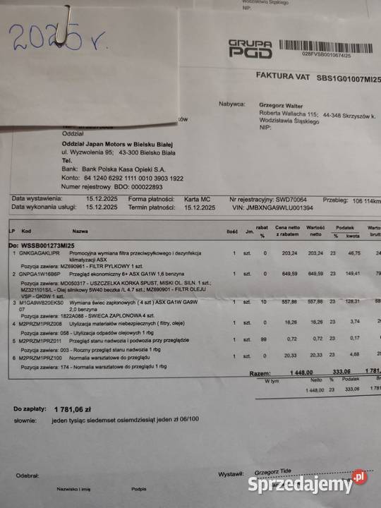 Mitsubishi ASX 2019 I właściciel Salon Polska śląskie Skrzyszów
