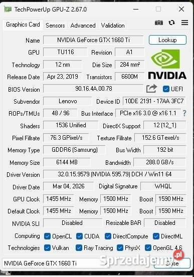Laptop Lenovo Legion 5 i5 103001660TI 16512 Poznań