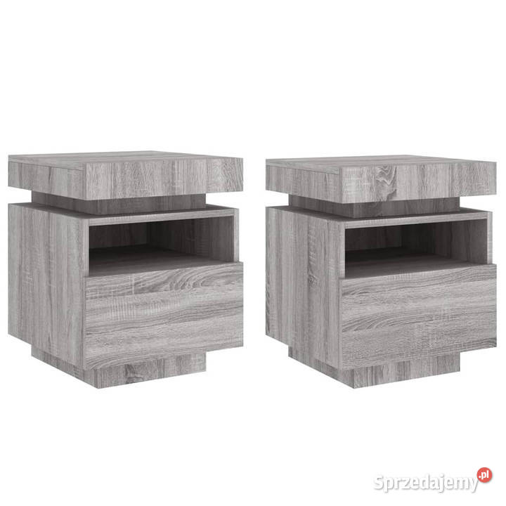 Szafki nocne z LED 2 szary dąb sonoma 40x39x485 Warszawa