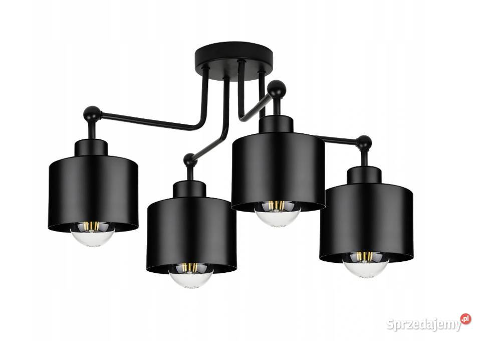 LAMPA WISZĄCA SUFITOWA ŻYRANDOL poczwórna czarna
