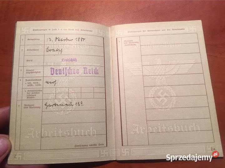 niemiecka książeczka pracy ARBEITSBUCH Antyki, Sztuka, Kolekcje Bielsko-Biała