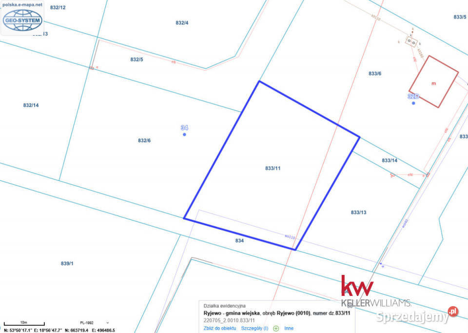 Działka 1047m2 Ryjewo