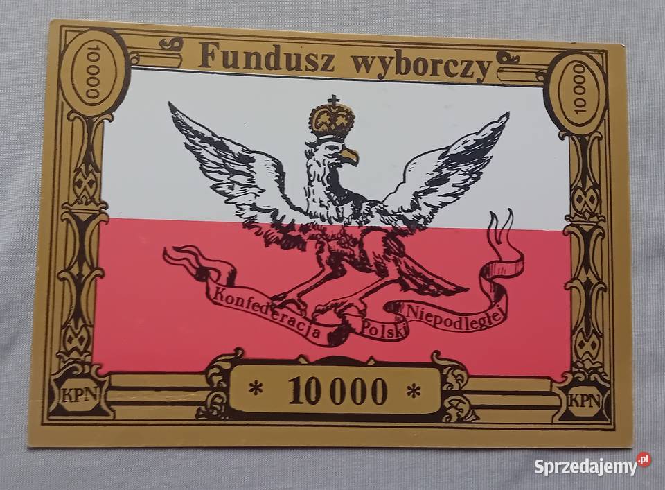 Cegiełka wpłata 10 000 na fundusz wyborczy KPN Koźminek