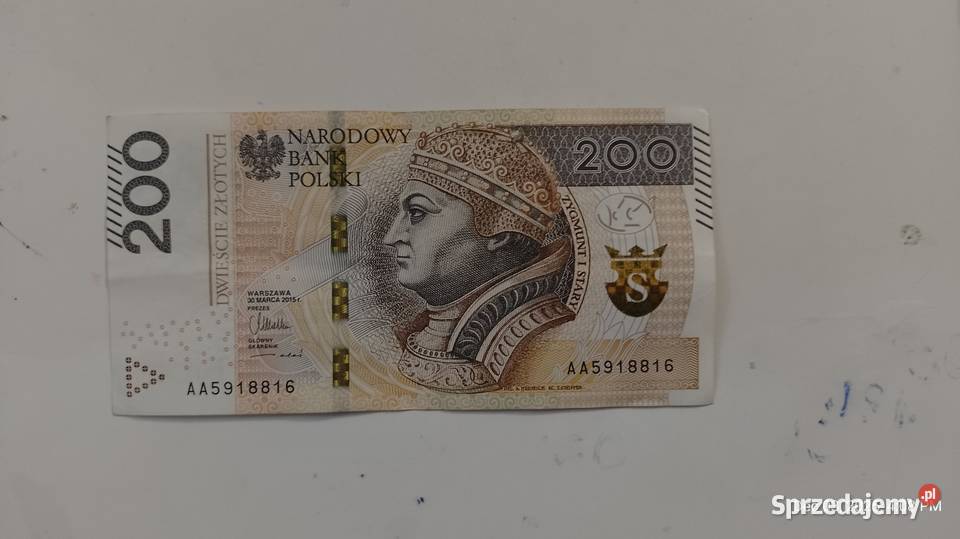 Banknot 200 z 2015 seria AA SALE Numizmatyka Jastrzębie-Zdrój sprzedam
