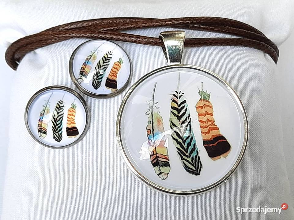 Zestaw grafika pod szkłem wisiorek kolczyki Kolczyki Łódź