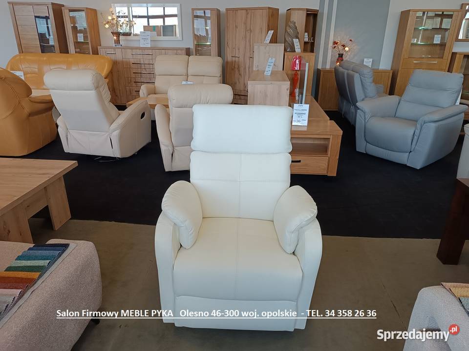 Fotel RELAX w Skórze Naturalnej Bujany Obrotowy Olesno sprzedam