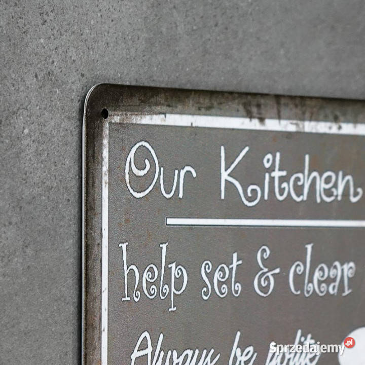 Tabliczka dekoracyjna metalowa KITCHEN RULES inny kolor Chmielnik