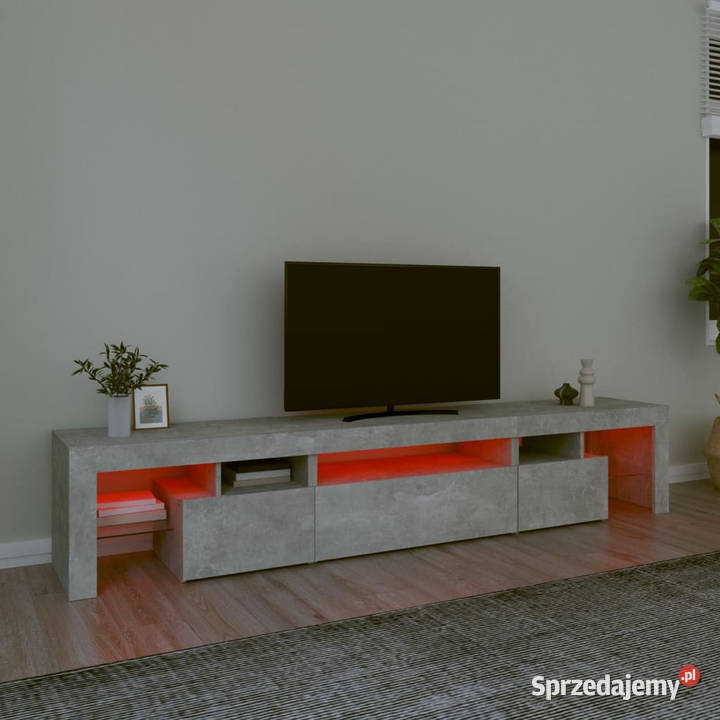 Szafka pod TV z oświetleniem LED szarość betonu mazowieckie