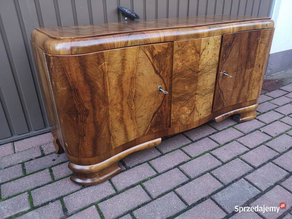 Komoda ARTDECO RTV Niska Orzech Zgrabna Stara