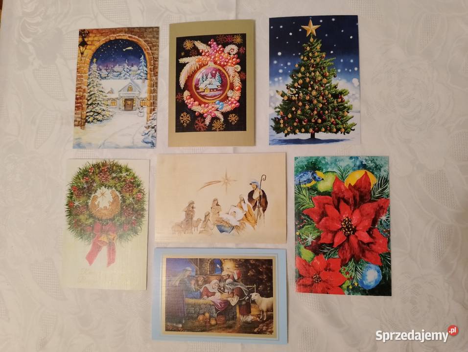 KARTKI świąteczne składane z kopertą 7 sztuk Oborniki