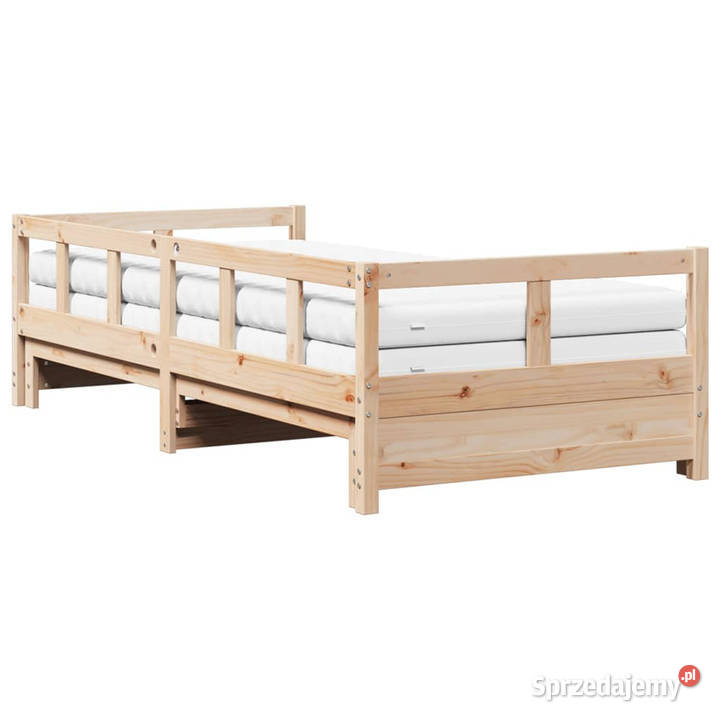 Łóżko dzienne rozsuwane z materacem sosnowe 207cm