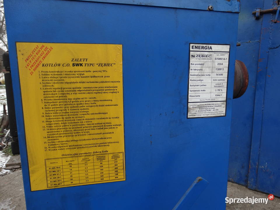 Piec CO Zębiec 14kw sprzedam Piece i kominki