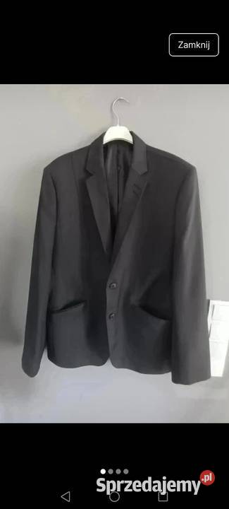 Marynarka czarna wełniana wool o kroju męskim Krosno