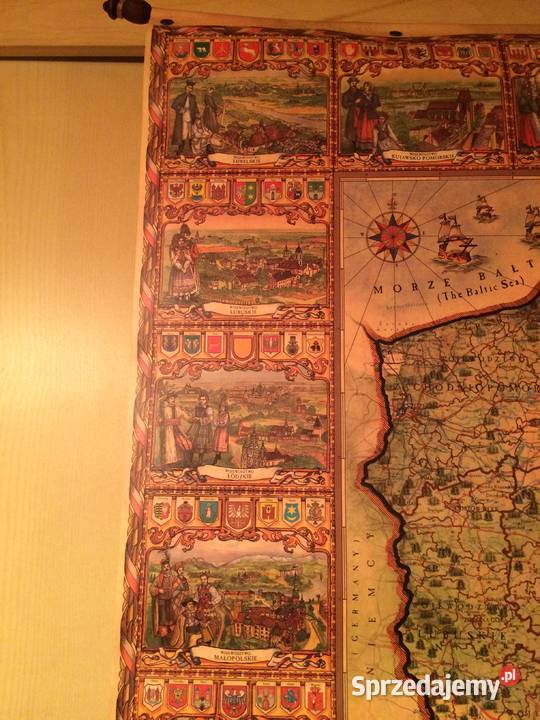 Ścienna ozdobna mapa Polski Pergamena NOWA Warszawa