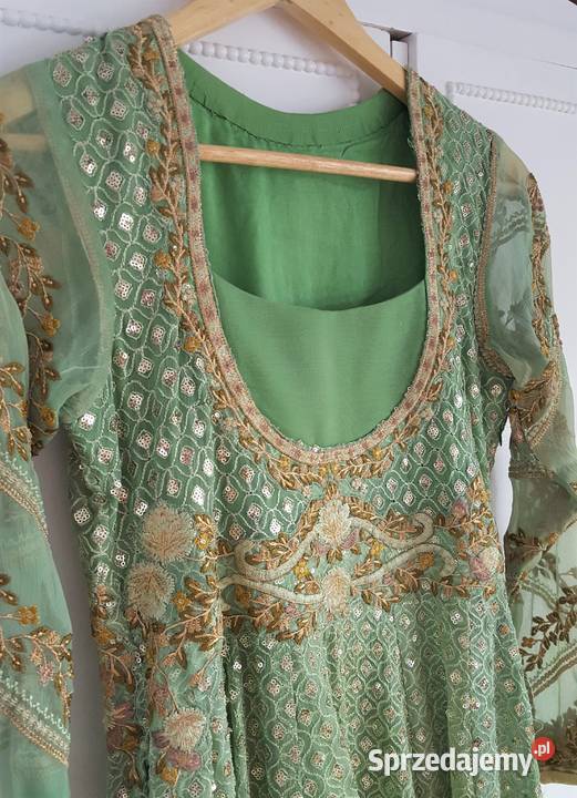 Nowa suknia balowa XS 34 zielona cekiny haft Szczecin