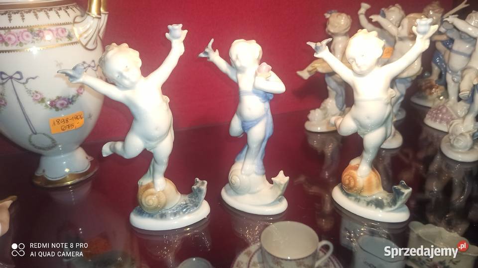 Figurka Cztery Pory Roku Porcelana i szkło