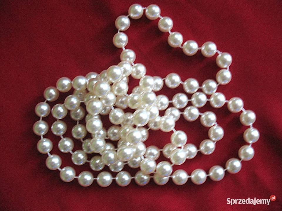 Korale naszyjnik długie kremowe perły długość Siedlce