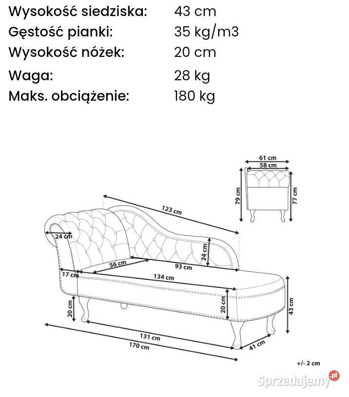 Sprzedam szezlong leżankę eko skóra 79cm Sofy i kanapy Drwały