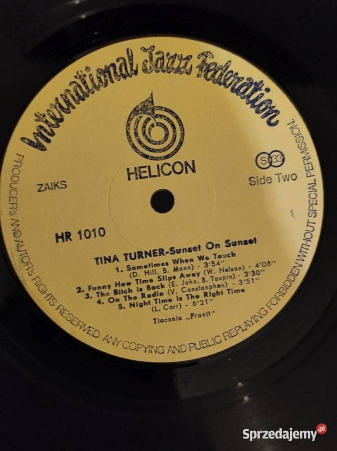 1982 Tina Turner Sunset On Sunset Płyta 1 płyta Kielce