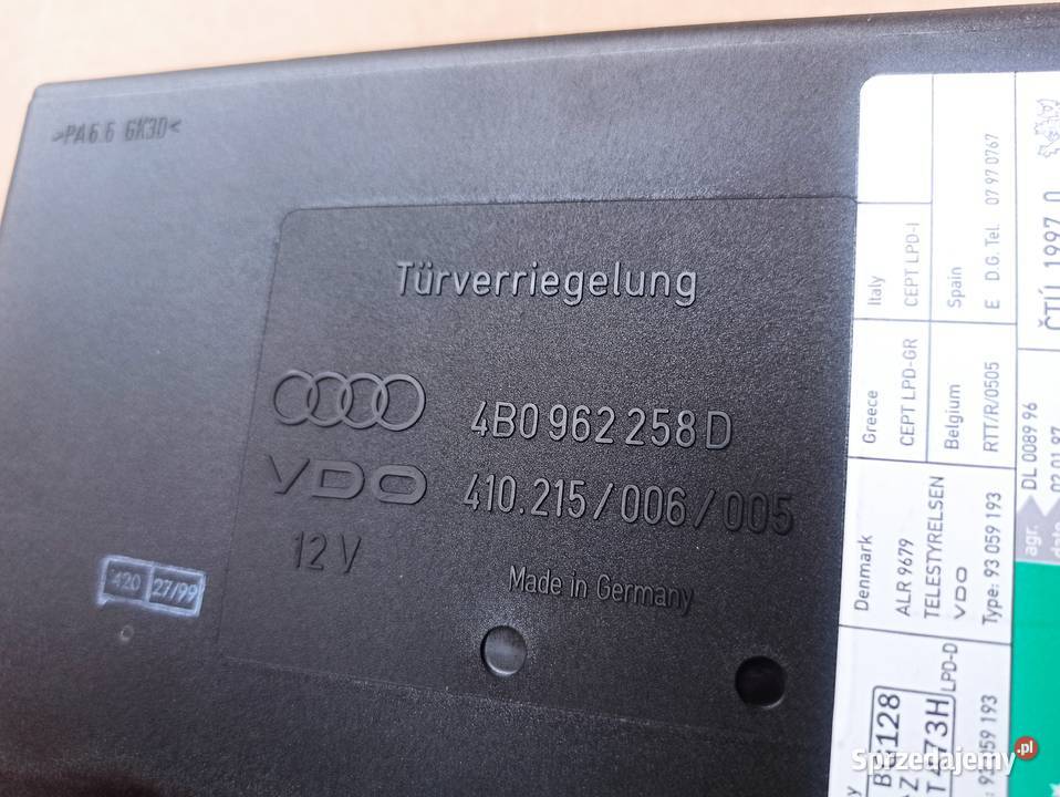 Audi A6 C5 Moduł komfortu 4B0962258D Układ elektryczny