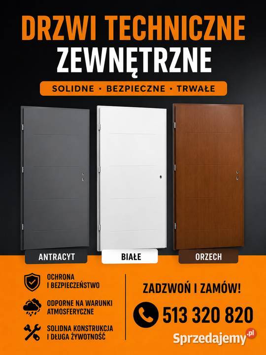 Drzwi techniczne zewnętrzne nowe