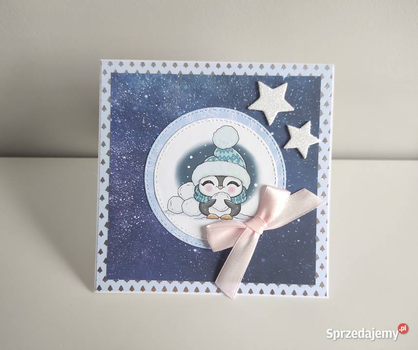 Zimowa kartka okolicznościowa ręcznie robiona z Łódź