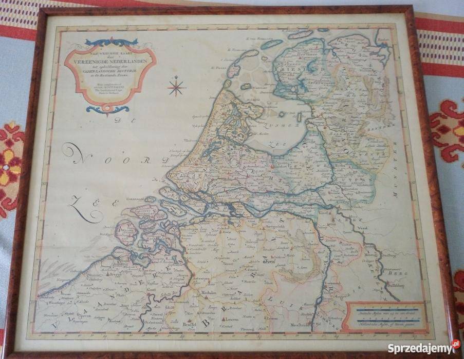 Mapa Stanów Holandii XVI wiek BricoStore w ramie Kraków