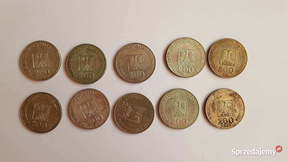 10x 200 XXXlecia PRL 1974 mapka Ag srebro 625 Dąbrowa Górnicza