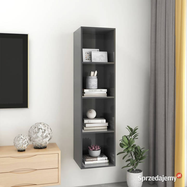 Wisząca szafka TV szara wysoki połysk 37x37x1425 Warszawa sprzedam