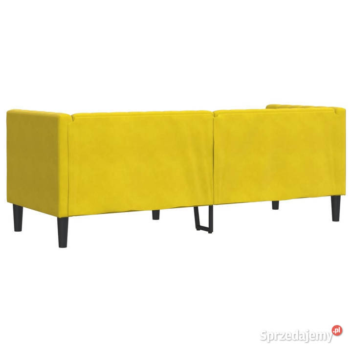 Sofa Chesterfield z wałkami trzyosobowa żółta