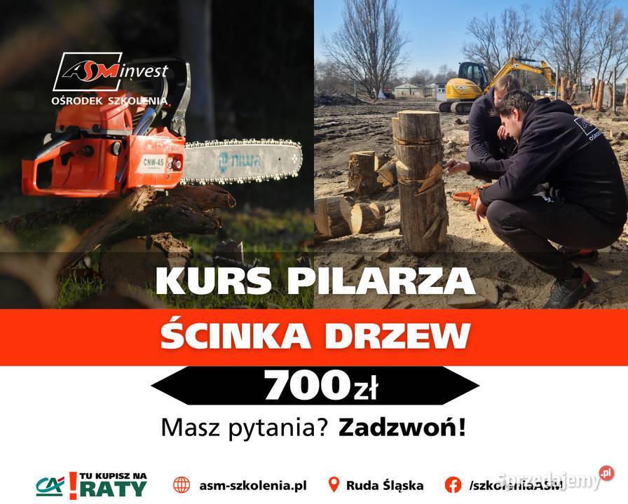 Kurs na pilarkę pilarza pilarka do ścinki drzew Pozostałe Ruda Śląska