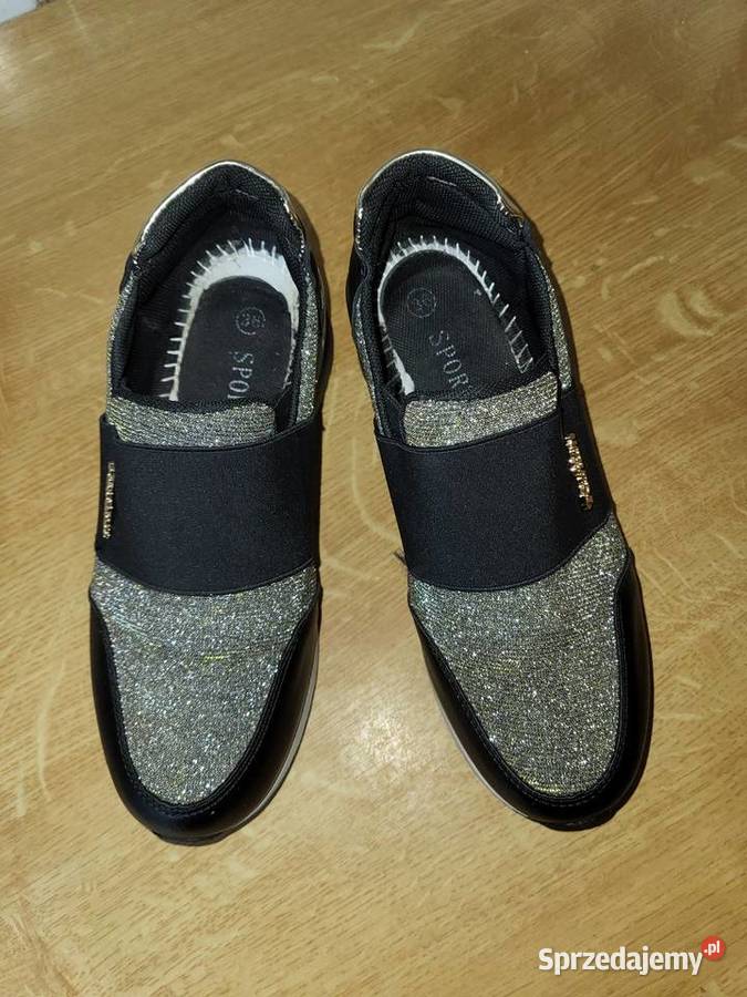 Stylowe Slipon sneakersy z połyskiem Kąśna Górna