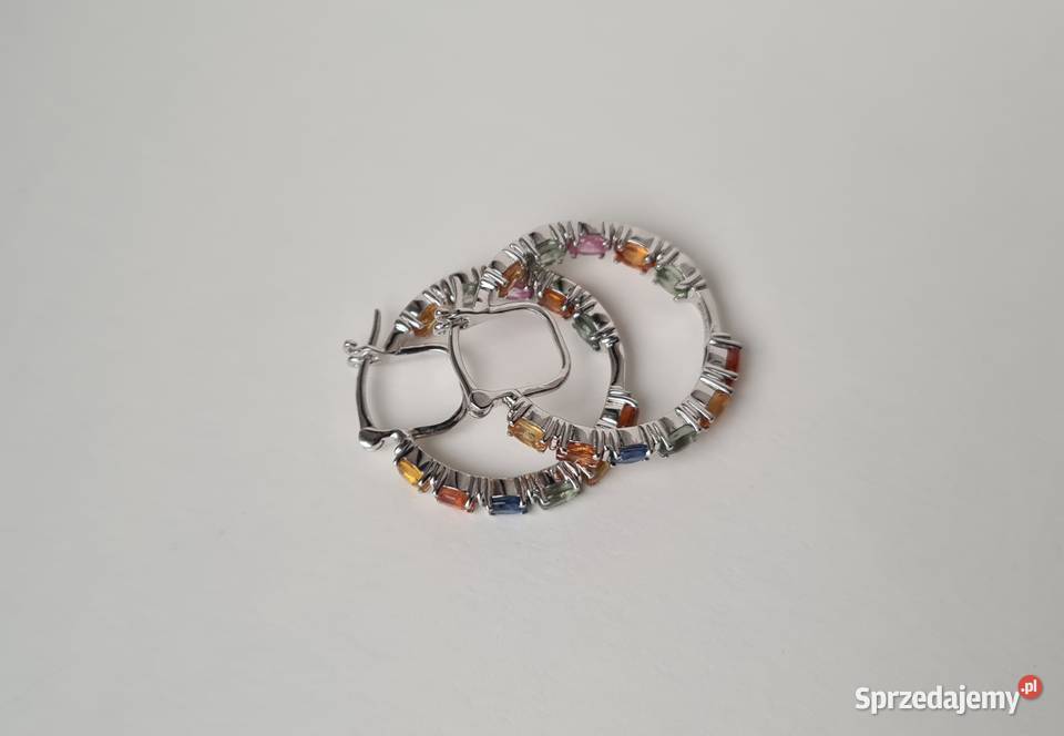 Srebrne kolczyki z szafirami korowymi Biżuteria Otwock