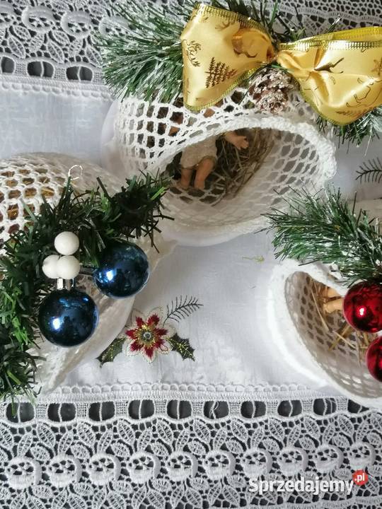 Stroik świąteczny szydelkowy Ozdoby świąteczne śląskie Katowice
