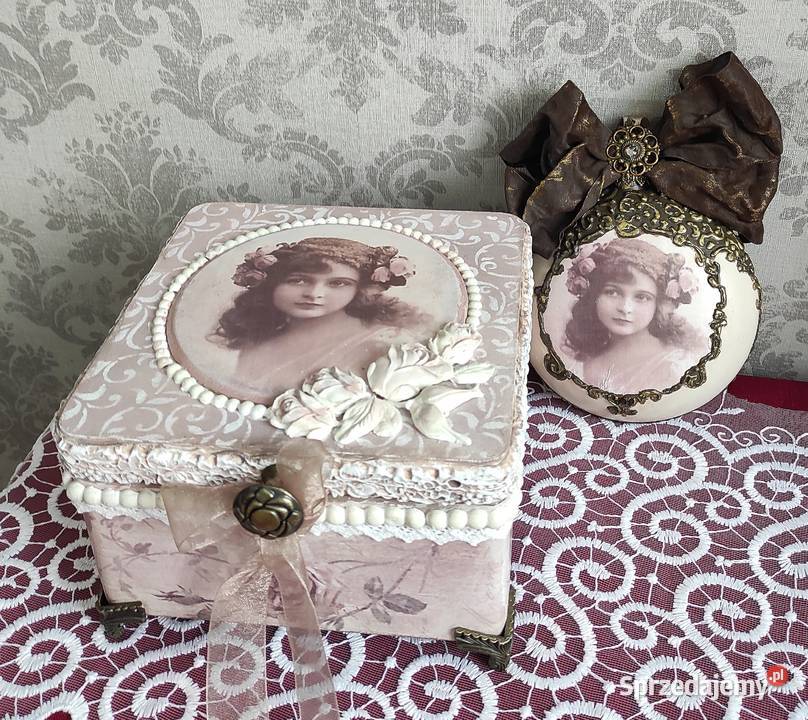 Szkatułka i medalion Rękodzieło decoupage podkarpackie Stalowa Wola