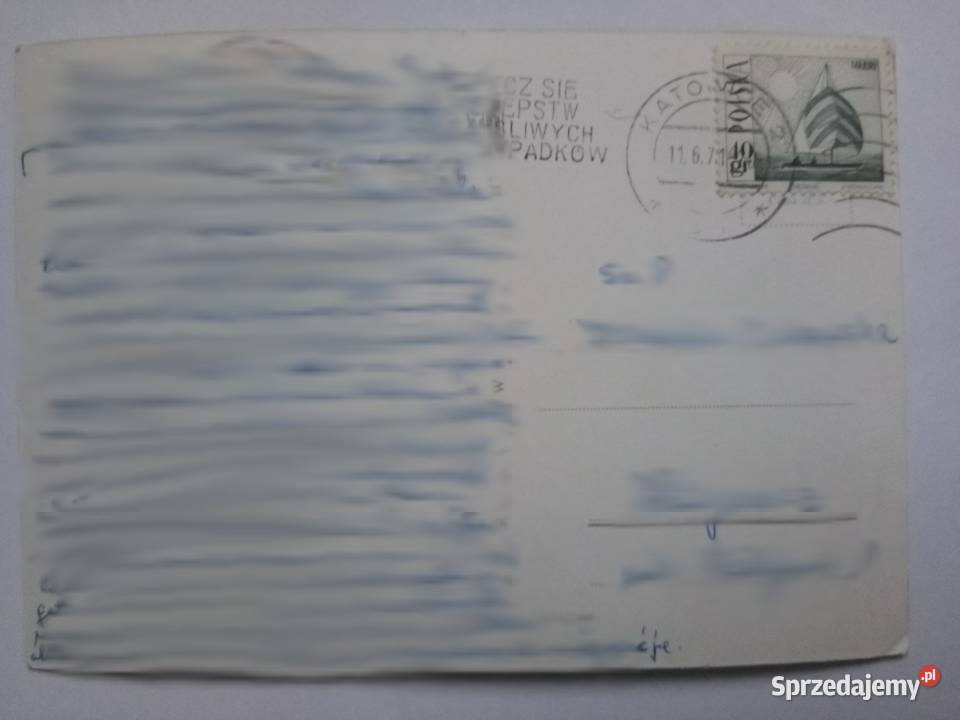 Pocztówka z 1971r Katowice zapisana Dąbrowa Górnicza