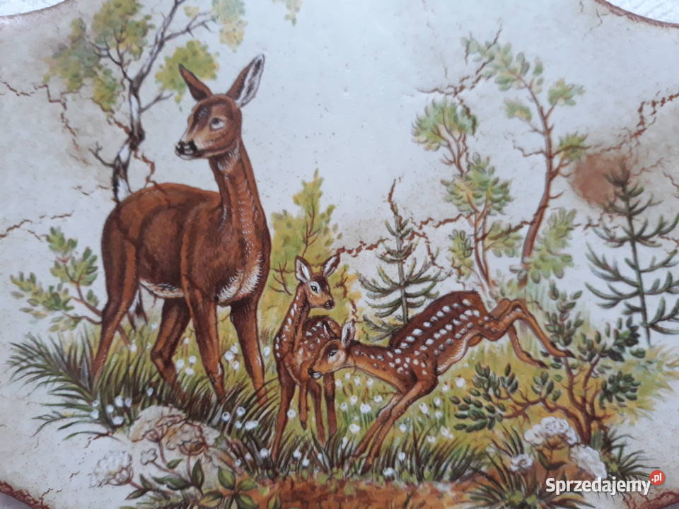 Plakietka kafel ceramiczna ozdoba sarenka sarny pomorskie Gdańsk