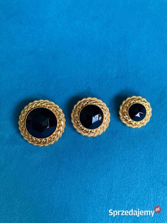 Nowe bajkowe koronkowe złote guziki czarny sprzedam