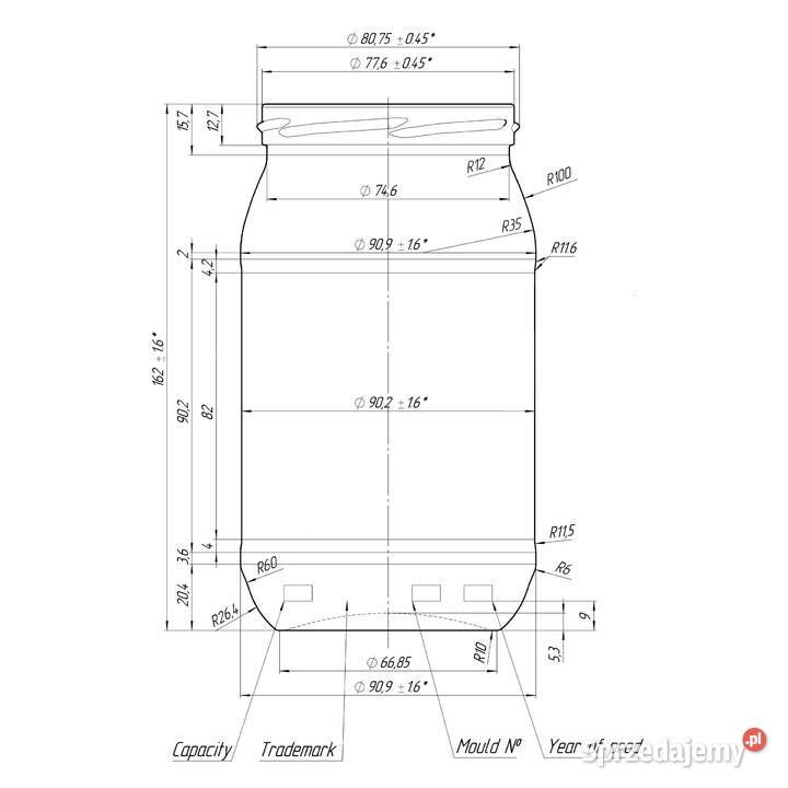 Słoik szklany 815 ml 0815 L fi82 Karton 48 sztuk Olsztyn