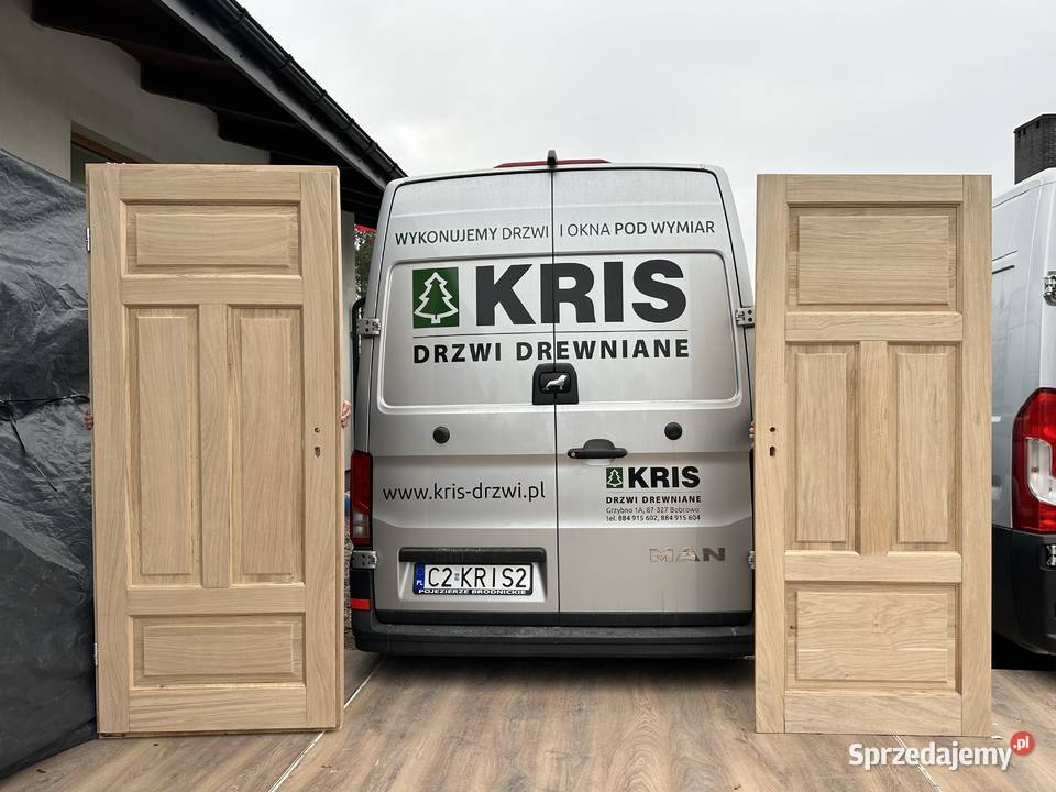 Drzwi drewniane lite dębowe NA KAŻDY WYMIAR CAŁA 88cm Grzybno sprzedam