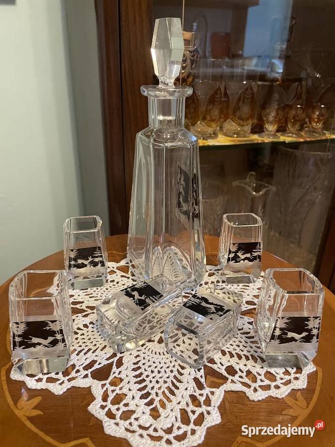 Karafka z kieliszkami z kryształu Jelenia Góra