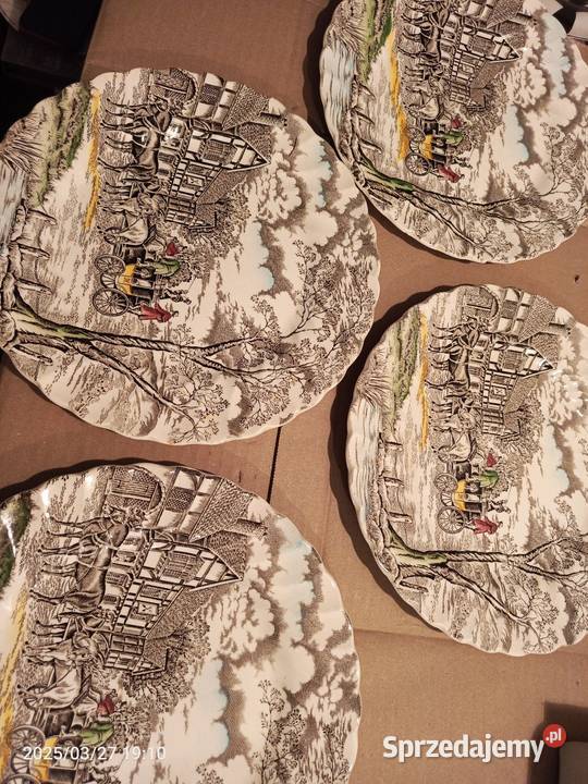 TALERZE ANGIELSKIE Vintage Royal Mail DUŻE 4 czarny Tychy