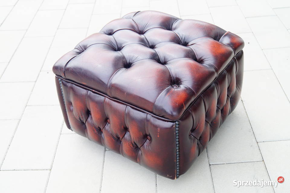 Pufka pufa skórzana Chesterfield otwierana skóra Gizałki