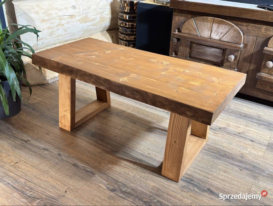 STOLIK Kawowy z Litego Świerku Gruby Naturalny Żabia Wola