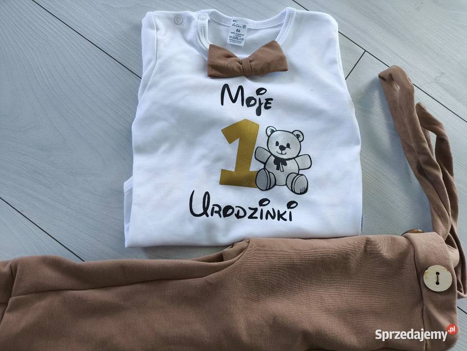 Karmelowy komplet na roczek chłopca miś Słupsk